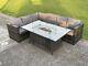 Fimous Outdoor Furniture Rattan Garden Corner Sofa Set Patio Gas Fire Pit Table