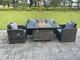 Fimous Outdoor Rattan Garden Furniture Set Fire Pit Dining Table Reclining Chair