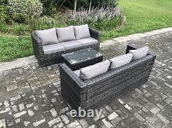 Fimous Outdoor Rattan Garden Furniture Set Patio Sofa Set with Side Coffee Table