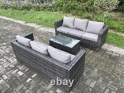 Fimous Outdoor Rattan Garden Furniture Set Patio Sofa Set with Side Coffee Table