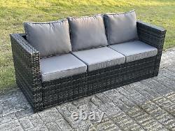 Fimous Outdoor Rattan Garden Furniture Set With Oblong Coffee Table Lounge Sofa