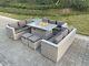 Fimous Pe Rattan Garden Furniture Sofa Gas Fire Pit Heater Dining Table Sets