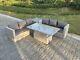 Fimous Rattan Garden Furniture Rising Adjustable Table Sets Footstool Light Grey