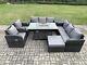 Fimous Rattan Garden Furniture Sets With Sofa Gas Fire Pit Table Indoor Outdoor