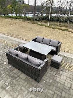 Fimous Rattan Outdoor Garden Furniture Sets Rising Table Patio Lounge Sofa Sets