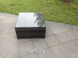 Fimous Rattan Square Coffee Table Patio Outdoor Garden Furniture Dark Grey Mixed