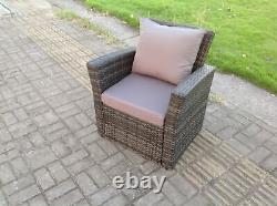 Fimous Wicker Rattan High Back Arm Chair Sofa Outdoor Garden Furniture Grey Mix