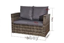 Fire Pit Rattan Garden Sofa Set Furniture With Table 2 Arm Chair Set & 2 Seater