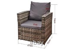 Fire Pit Rattan Garden Sofa Set Furniture With Table 2 Arm Chair Set & 2 Seater