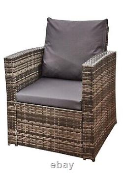 Fire Pit Rattan Garden Sofa Set Furniture With Table 2 Arm Chair Set & 2 Seater