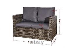 Fire Pit Rattan Garden Sofa Set Furniture With Table 2 Arm Chair Set & 2 Seater