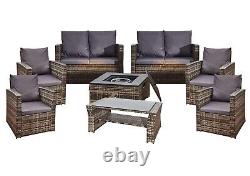 Firepit Rattan Garden Sofa set Furniture Relaxing 8 Seater Modern With Entertain