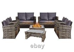 Firepit Rattan Garden Sofa set Furniture Relaxing 8 Seater Modern With Entertain