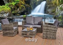 Firepit Rattan Garden Sofa set Furniture Relaxing 8 Seater Modern With Entertain