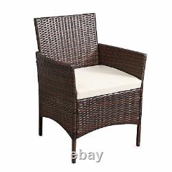 Fit4home Rattan Garden Furniture 3 Piece Set, 2 Chairs and Table Outdoor Patio C