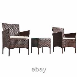 Fit4home Rattan Garden Furniture 3 Piece Set, 2 Chairs and Table Outdoor Patio C