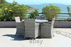 Furniture Maintenance Rattan 4 Seater Round Garden Dining Set Cushions Terrace