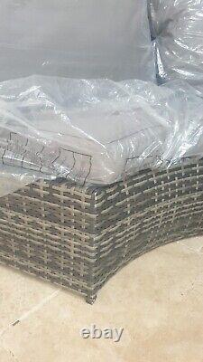 Furniture Maxi ROSEN 8 SEATER ROUND RATTAN GARDEN FURNITURE SET GREY RRP£1,999