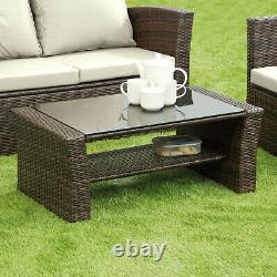 GSD Rattan Garden Furniture 4 Piece Patio Set Table Chairs Grey Black or Brown