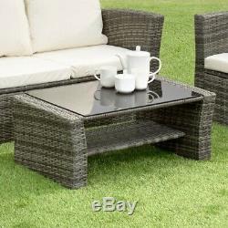GSD Rattan Garden Furniture 4 Piece Patio Set Table Chairs Grey Or Black