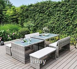 GSD Rattan Space Saving Garden Furniture Set, 6 Piece, Fully Assembled, Versitle