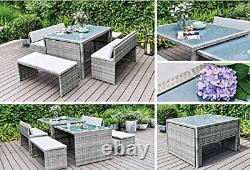 GSD Rattan Space Saving Garden Furniture Set, 6 Piece, Fully Assembled, Versitle