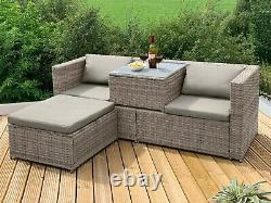 GSD Victoria Rattan Garden Furniture Corner Sofa Lounge Chase Set In/Outdoor