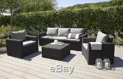 Garden 3 Seater Sofa Furniture Patio Outdoor Grey Cushion Graphite BBQ Allibert