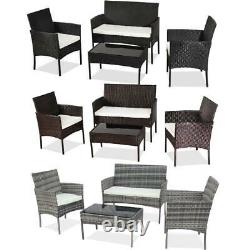Garden 4 Piece Rattan Wicker Furniture Set Table Sofa Black/Brown/Grey Patio UK