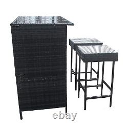 Garden Bar with 2 Stools Rattan Patio Conservatory Furniture Garden Bat Set