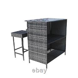 Garden Bar with 2 Stools Rattan Patio Conservatory Furniture Garden Bat Set