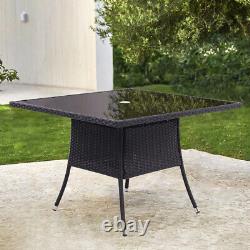 Garden Bistro Patio Furniture Rattan Glass Table Cushion Chairs Outdoor Seater