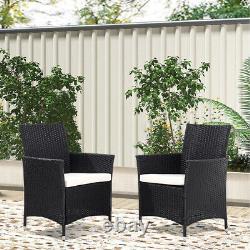 Garden Bistro Patio Furniture Set Rattan Glass Table Chair Outdoor Coffee Seater