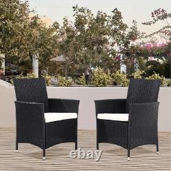 Garden Bistro Patio Furniture Set Rattan Glass Table Chair Outdoor Coffee Seater
