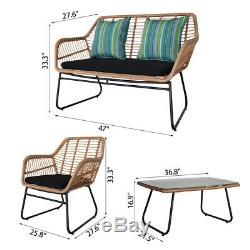 Garden Bistro Patio Furniture Set Table & Chairs Outdoor Indoor Steel Rattan
