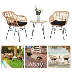 Garden Bistro Patio Furniture Set Table & Chairs Outdoor Indoor Steel Rattan UK