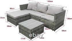 Garden Corner Sofa Couch Rattan Furniture Set 4 Seats Patio Outdoor Lounge Grey