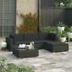 Garden Corner Sofa Lounge Set Cushions Table Poly Rattan Outdoor Furniture Black