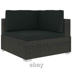 Garden Corner Sofa Lounge Set Cushions Table Poly Rattan Outdoor Furniture Black