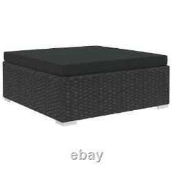 Garden Corner Sofa Lounge Set Cushions Table Poly Rattan Outdoor Furniture Black