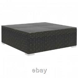 Garden Corner Sofa Lounge Set Cushions Table Poly Rattan Outdoor Furniture Black