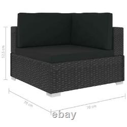 Garden Corner Sofa Lounge Set Cushions Table Poly Rattan Outdoor Furniture Black