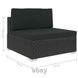 Garden Corner Sofa Lounge Set Cushions Table Poly Rattan Outdoor Furniture Black