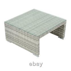 Garden Day Bed Grey Rattan Sofa 3 Seater 2 Chairs Table Sun Shade Furniture