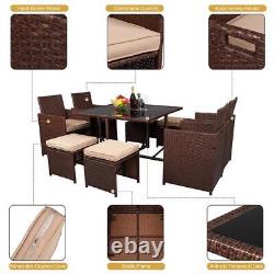 Garden Dining Furniture Rattan Cube Set Table Sofa Chair Outdoor Patio 8 Seater