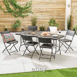 Garden Dining Set 6 Seater Rattan Effect Table Chairs Outdoor Furniture Christow