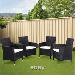 Garden Dining Set Rattan Furniture Square Table and Chairs Outdoor Patio Dining
