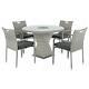 Garden Dining Set Round Table Stacking Chairs Grey Rattan Furniture Twist