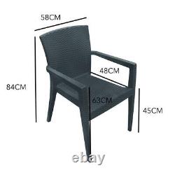 Garden Furniture Grey Rattan Table & Chair Patio Dining Set