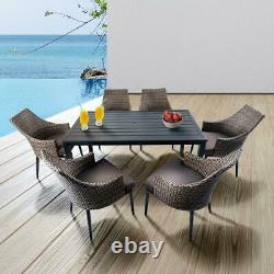 Garden Furniture Outdoor Rattan Patio Dining Set Table & 6 Chairs Lounge Wicker